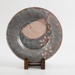 Wakao Toshisada 若尾利貞, Gray Shino Round Plate Half Moon 丸皿 半月, 2008