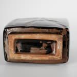 Hamada Shoji 濱田庄司, Black Iron Glazed Jar with Finger Mark 指描黒角扁壺, 1940's