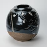 Shimizu Uichi 清水 卯一, Flat Jar with gloss iron glaze