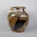 Murata Gen 村田 元, Faceted Jar with Black Slip over a Rice Husk Glaze 白黒釉面取壺, c. 1960s