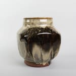 Murata Gen 村田 元, Rice Husk Glazed Squared Jar Over Black Slip 四方形壼 糠釉黒文, 1960s
