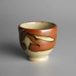 Hamada Shoji 濱田庄司, Hexagonal Vase with Persimmon Glaze and Red and Green Enamel 柿釉赤絵花生, 1960s