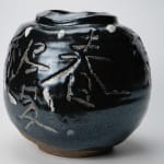 Shimizu Uichi 清水 卯一, Flat Jar with gloss iron glaze