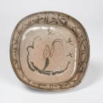 Edo period Karatsu square plate with iron drawing 江戸時代絵唐津四方皿:九州古陶磁