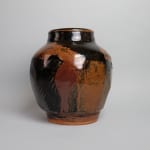 Murata Gen 村田 元, Faceted Jar with a Black Slip Overglaze 黒釉銹文 面取壺, 1960s