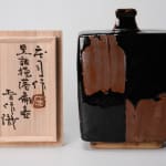 Hamada Shoji 濱田庄司, Amber glazed tea bowl with finger painting