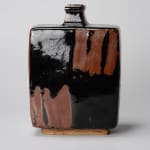 Hamada Shoji 濱田庄司, Amber glazed tea bowl with finger painting