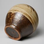 Shimaoka Tatsuzo 島岡達三, Amber glazed water jar on rope impressed inlay