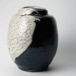 Shimizu Uichi 清水 卯一, Flat Jar with gloss iron glaze