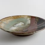 Shimaoka Tatsuzo 島岡達三, Jar with White Slip and Sencha Glazed Flower 刷毛目竹文壺