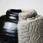 Shimizu Uichi 清水 卯一, Flat Jar with gloss iron glaze