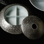 Terauchi Shinji 寺内信二, Five-tiered moon shaped bowl with silver and hammered texture finish 本銀彩槌目珠型五段重, 2024