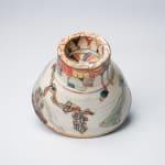 KOMAGO Tetsutarou 小孫哲太郎, No.31 Polychrome Yunomi with Carved Crab Designs 線彫蟹紋湯呑, 2023