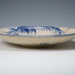 Seto plate with sometsuke (blue & white) bamboo and bee motif 瀬戸皿青竹, Late Edo period 江戸時代後期 19世紀