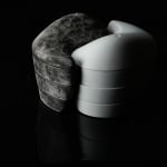 Terauchi Shinji 寺内信二, Six-tiered house shaped box with moon and arabesque designs 染付月輪花唐草 家型六段重, 2024