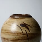 Shimaoka Tatsuzo 島岡達三, Amber glazed water jar on rope impressed inlay