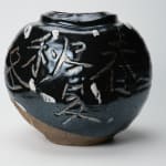 Shimizu Uichi 清水 卯一, Flat Jar with gloss iron glaze