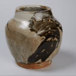 Murata Gen 村田 元, Jar, Iron and Rice Husk Glaze 糠白黒文方壺