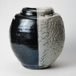 Shimizu Uichi 清水 卯一, Flat Jar with gloss iron glaze