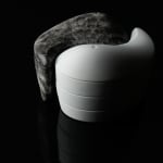 Terauchi Shinji 寺内信二, Six-tiered house shaped box with moon and arabesque designs 染付月輪花唐草 家型六段重, 2024