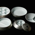 Terauchi Shinji 寺内信二, Five-tiered moon shaped bowl with silver and hammered texture finish 本銀彩槌目珠型五段重, 2024