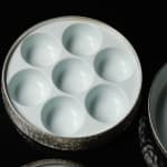 Terauchi Shinji 寺内信二, Five-tiered moon shaped bowl with silver and hammered texture finish 本銀彩槌目珠型五段重, 2024