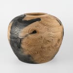 Sakata Jinnai 坂田 甚内, Jar with Smoke and Incised Decorated Wave Patterns 黒陶波状文壺