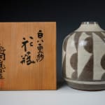 SHINKAI Kanzan 新開寛山, Flower Vase with Abstract Patterns 白い更紗 花瓶