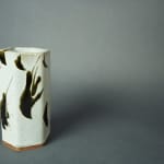 Hamada Shoji 濱田庄司, Persimmon glazed six-sided Vase 柿釉赤絵花生, 1960s