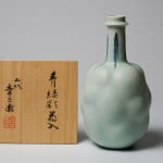 Kato Kobei vii 七代加藤幸兵衞, Flower vase with blue green glaze 青緑彩花入