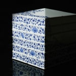 Terauchi Shinji 寺内信二, Six-tiered house shaped box with moon and arabesque designs 染付月輪花唐草 家型六段重, 2024