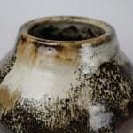 Murata Gen 村田 元, Jar, Black Iron on Rice Husk Glaze 糠白釉鉄砂黒文壺