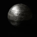 Terauchi Shinji 寺内信二, Five-tiered moon shaped bowl with silver and hammered texture finish 本銀彩槌目珠型五段重, 2024