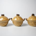 Set of 4 Ash Glazed Small Covered Bowls 灰釉ふた小鉢