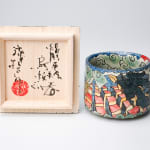 KOMAGO Tetsutarou 小孫哲太郎, No.19 Polychrome Guinomi with Carved Turtle Designs 線彫亀紋ぐい呑, 2023