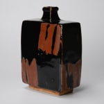 Hamada Shoji 濱田庄司, Amber glazed tea bowl with finger painting