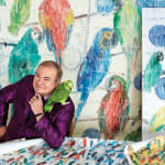 Hunt Slonem, Untitled, Birds in Blue, Red, and Yellow, 2014