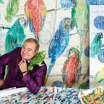 Hunt Slonem, Untitled, Birds in Blue, Red, and Yellow, 2014