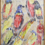 Hunt Slonem, Untitled, Birds in Blue, Red, and Yellow, 2014