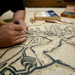 Lydia Durham Press Dona Fuel Injection Woodblock and Screenprint Print Edition, hand-carving woodblock
