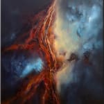 red, blue, yellow, lightning, storm, Inner Realm, christopher, abstract artwork, london, london art gallery, artwork for sale, oil painting
