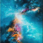 The Deeper the Blue, abstract painting, Chris Lyter, blue, oil paint, american artist, london art, gallery, nature, sky, Wassily Kandinsky