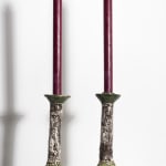 Prue Piper, Pair 'Spats' candle sticks marbled