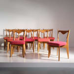 Guillerme et Chambron, Set of nine Thibaut chairs