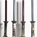 Prue Piper, Pair 'Spats' candle sticks marbled