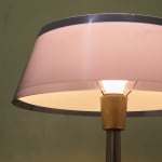 Sculptural Totem Table Lamp in Dark Textured Glass and Lacquered Wood, 1970's
