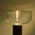 Sculptural Totem Table Lamp in Dark Textured Glass and Lacquered Wood, 1970's