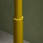 Sculptural Totem Table Lamp in Dark Textured Glass and Lacquered Wood, 1970's