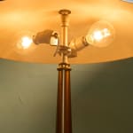 Rationalist Table Lamp in Green Lacquered Metal and Brass with Adjustable Shade, Italy, 1950's