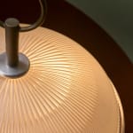 Sculptural Totem Table Lamp in Dark Textured Glass and Lacquered Wood, 1970's